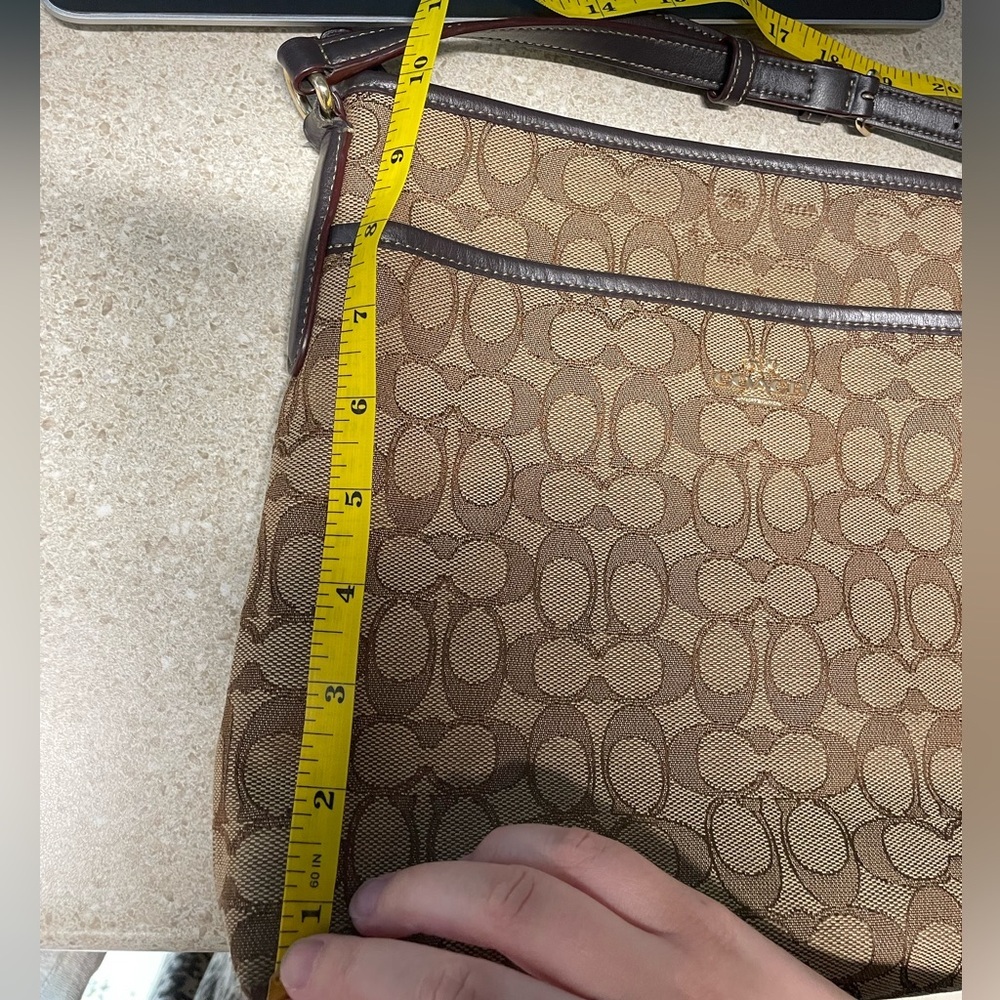 Coach purse crossbody bag all over logo print file khaki brown - Picture 8 of 9